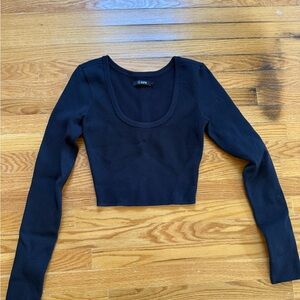 Cuts Ribbed Long Sleeve Crop Top